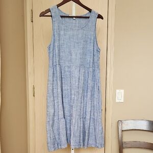 Briggs Linen Blend Sleeveless Ruffle Hem Midi Dress Size Large